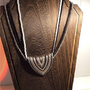 Multi-strand Glass Bead Deco Pendant Necklace.